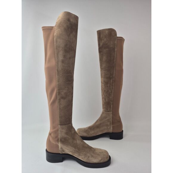 Stuart Weitzman Women's Khaki 50/50 5050 Bold Suede Over-the-Knee Boots Size 6.5 - Picture 3 of 7